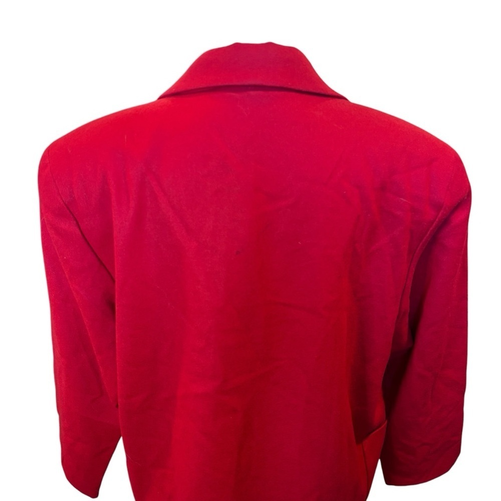 Authentic Burberry Vintage Red Wool Blazer Gold Button Designer Jacket - Picture 12 of 14